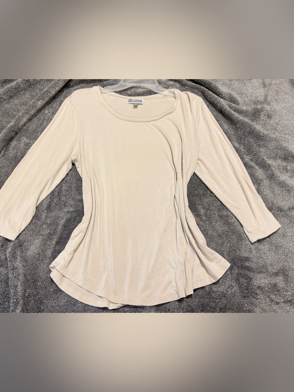 JM Collection Beige Scoop Neck Long Sleeve Top